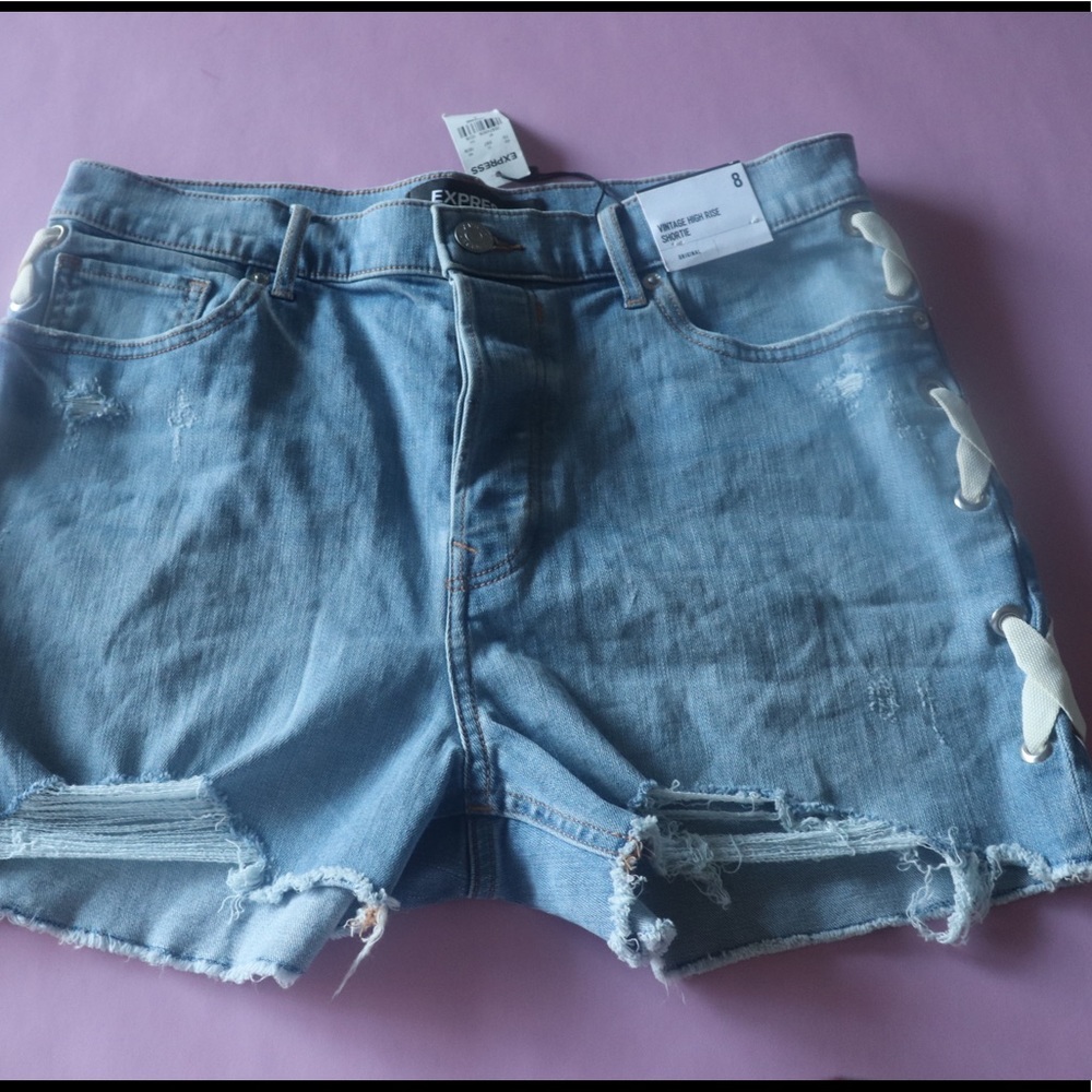 Light blue denim shorts